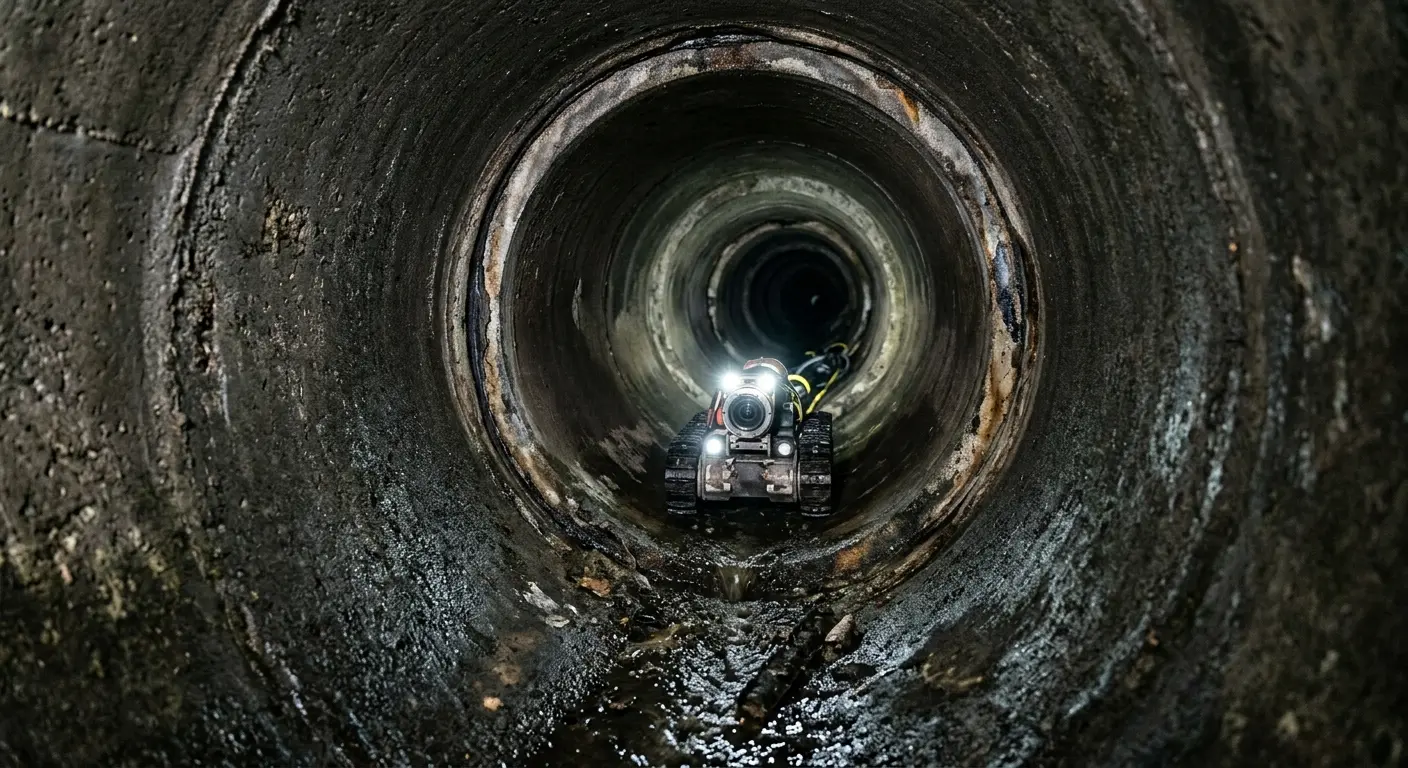 Robotic sewer camera inspecting pipe interior for Drain Snake Service in Hudsonville